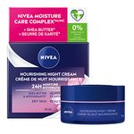 NIVEA Nourishing Night Cream for Face, Face Moisturizer for Dry Skin with Shea Butter and Antioxidants, Face Cream, 24H Moisture, Non-Greasy, Dermatologically-Tested Skin Care, 50mL