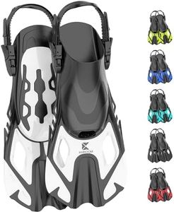 Khroom Aletas Cortas Adultos / niños Talla 32-47 | Aletas de Snorkel Ajustables Cortas | Aletas de natación Aletas Cortas para Snorkel | Aletas de Buceo Ajustables para Nadar / bucear Blanco (32-36)
