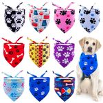JpGdn 10pcs Pack Large Dog Bandanas Paw Pattern Triangle Scarf for Large XL Dogs Pigs Soft Bibs Washable Pet Neckerchief Dog Grooming Accessories Costume