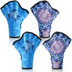 WinnerWhy 2 Pairs Swimming Gloves Aquatic Swim Training Gloves Webbed Fitness Swim Paddles for Lap Swimming Turtle Mandala Water Resistance Swimming Aquatic Gloves for Women Men Diving