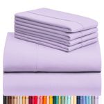 LuxClub 6 PC Queen Sheet Set, Breathable Luxury Bed Sheets, Deep Pockets 18" Wrinkle Free Cooling Sheets Machine Washable Hotel Bedding Silky Soft - Lavender Queen