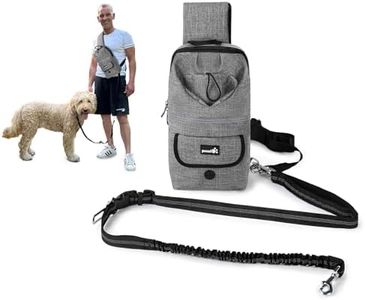 Pecute Hands Free Dog Leash, Multifunctional Crossbody Rope with Bag, Elastic Nylon Double Hands Free Leash with Pouch for Large Dogs, Reflective Shock Absorbing Bungee Walking, Jogging and Running