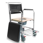 KosmoCare Propellor - Stainless Steel Shower cum Commode Wheelchair | Bathroom wheelchair for Patient, Elderly, Injured and Disabled | Rollover Water Resistant Chair with Detachable Armrest & Backrest