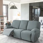 Hokipo 8-Pieces Super Stretch Recliner Sofa Cover 3 Seater Fully Covered Washable Furniture Protector, Smokey Grey (New-4742-Sgry) - Polyester