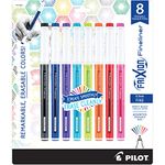 Pilot, FriXion Fineliner Erasable Marker Pens, Fine Point 0.7 mm, Pack of 8, Assorted Colors