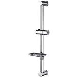 Ibergrif M20802 Shower Riser Rail, Wall Mounted Shower Slide Bar with Soap Dish Bracket Chrome Adjustable Shower Head Holder Bar for Bathroom