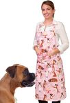 Puppington Pink Apron for Dog Lovers - Baking Boxers Edit - Funny Cute Pink Apron for Boxer Dog Parents - 100% Cotton Dog Mom Gifts for Kitchen