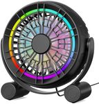 Punoge USB RGB Desk Fan - 3 Speeds Quiet Portable Table Fan, 8 Color LED Lights, 360° Rotation, Small Fan for Home Office Desktop Bedroom