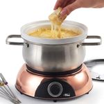Artestia Electric Chocolate & Cheese Fondue Set with Two Pots (Stainless Steel and Ceramic), Serve 8 persons (C. Stainless Steel/Ceramic Pots, Rose-gold Base)