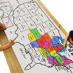 Tiny Expressions - Giant USA Coloring Map for Kids - Rolled, No Creases 72" x 30" - Jumbo Wall Art Poster for Classrooms - Large Paper Banner (USA Map with States & Capitals)