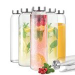 Brezzycloud Glass Fridge Water Bottle with Steel Cap | Leak proof & break-proof | Wide mouth & Easy to Clean | Best Usage for Office/School/College | Set of 6, 800ml | Clear