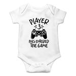 Witty Fashions Player 3 Has Entered The Game - Funny Baby Romper - Xmas Gifts (0-3 Months, White)