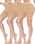 Reamphy 3 Pack Slip Shorts for Women Under Dress,Comfortable Smooth Yoga Shorts,Workout Biker Shorts Nude