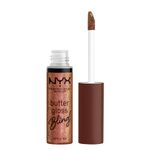 NYX PROFESSIONAL MAKEUP, Butter Gloss Bling Lip Gloss, Non- Sticky Lip Gloss, High Shine, Universally Flattering, 8 mL - Hu$tla (Shimmery Brown)