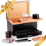 Marvero Premium Large Bamboo Box with Rolling Tray - Decorative Box Set with Combination Lock - Decorative Box for Herbs - Bamboo Box Smell Proof - Removable Tray with Glass Jar and Grid