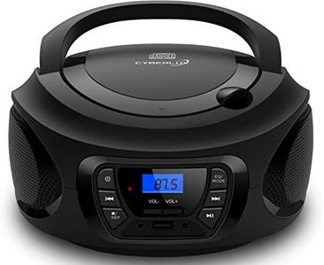 Boombox - Reproductor de CD portátil - CD/CD-R - USB - Radio FM - Entrada AUX-IN - Toma para Auriculares - Radio para niños - Radio CD - Sistema Compacto (Caballero Negro, Negro)