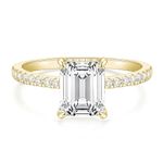 TIGRADE 3CT Engagement Ring for Women Emerald Cut Cubic Zirconia Wedding Band CZ Promise Wedding Ring Size 4-10 (Gold, 9.5)