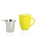 Sipologie Premium Ceramic Tea Mug with Stainless-Steel Infuser (300ml), Ideal for Office Use and Brewing Loose Leaf Tea, High Fired, Finely Glazed Ceramic Cup with Lid (Lime Green)