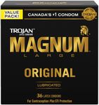 TROJAN Magnum XL Lubricated Latex Condoms, Large Condoms, 36 Count