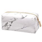 Marble Pencil Case, White PU Pencil Pen Pouch Stationery Bag, Cosmetic Makeup Brush Storage Bag for Girls Women Teenagers