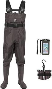 TIDEWE Bootfoot Chest Wader, 2-Ply Nylon/PVC Waterproof Fishing & Hunting Waders with Boot Hanger for Men and Women Brown Size 10