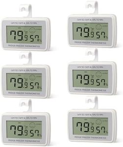 ComfyTune Digital Refrigerator Fridge Thermometer 6 Pack, Waterproof Freezer Thermometer with Max/Min Record, Large LCD Display, Stand and Magnetic Back for Room,Silver