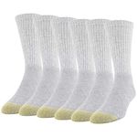 GOLDTOE Men's 656S Cotton Crew Athletic Socks, Multipairs, Grey Heather (6-pairs), Large