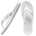 ONCAI Flip Flops For Women Yoga Mat Non-Slip Womens Flip Flops Sandals Summer Beach Slippers With Arch Support Slip On Lightweight EVA Sole White/Gold Size 11