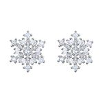 EVER FAITH® 925 Sterling Silver Cubic Zirconia Winter Snowflake Flower Stud Earrings N07292-1