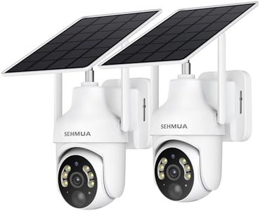 SEHMUA 2K Solar Security Cameras Wireless Outdoor, 2 Pack 360° View Pan/Tilt WiFi Security Camera Outside with Color Night Vision,Easy to Install, PIR Alarm, 2-Way Audio