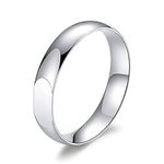 Bamos Sterling Silver Ring High Polish Diffract Love Wedding Bands for Women Men, Simple Delicate Minimalist Ring 4mm Ring Comfort Fit Size 6-10