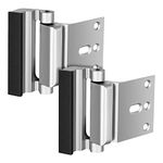 Door Lock,Home Security Door Latch Device,Childproof Door Security Lock Defender with 3" Screws for Inward Swinging Door,Easy to Install Aluminum Construction Satin Nickel Door Locks(Silver-2 Pack)