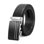 LEACOOLKEY Men's Belt，Adjustable Leather Ratchet Belt 3.5cm Trim to Fit,Men’s Automatic Buckle Belt for Suit Jeans