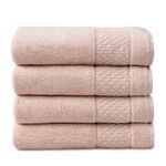 Welhome Hudson Pink Bath Towels | 4 Piece Set | Luxury Organic Cotton | Plush Hotel & Spa Bathroom Towels | Sustainably Manufactured | Highly Absorbent | Quick Dry | Eco Friendly | Soft Rose