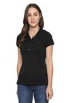 Allen Solly Women's Regular Polo Shirt (AHCTCRGFF25308_Black Solid L)