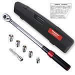 FOURROBBER Torque Wrench Set 1/2-inch Drive Click Bicycle Torque Wrench Dual-Direction Adjustable 90-Tooth Torque Wrench with Buckle 20-220Nm,Accuracy ± 3%