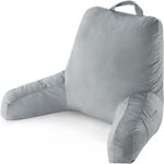 RRPETHOME Reading Pillow for Bed Adult, Back Support Pillow with Arms, Back Rest Pillow for Sitting in Bed, Floor Pillow with Pockets and Removable Washable Cover.