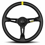 MOMO Motorsport MOD. 08 Racing Steering Wheel Black Leather, Brushed Black Anodized Spoke, 350mm