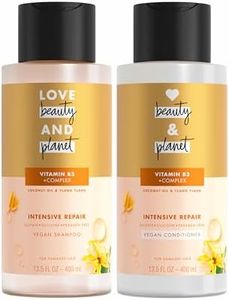 Love Beauty and Planet Hope and Repair Shampoo and Conditioner Coconut Oil & Ylang Ylang 2 Count Dry Hair and Damaged Hair Care Paraben Free, Silicone Free, and Vegan 13.5 oz
