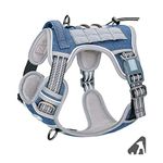 Auroth Tactical Dog Harness for Small Medium Large Dogs No Pull Adjustable Pet Harness Reflective K9 Working Training Easy Control Pet Vest Military Service Dog Harnesses (M, Denim Blue)