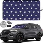 Autoamerics 1-Piece Windshield Sun Shade American Stars Flag USA Patriotic Design - Foldable Car Front Window Sunshade for Sedans SUV Truck - Blocks Max UV Rays and Keeps Your Vehicle Cool - Medium