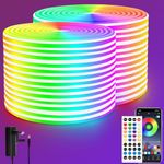 segrass LED neon Lights Strip 30M with Remote,APP Control,24v RGB LED neon Light Strip IP65 Waterproof Flexible Neon LED Strip Lights for Bedroom,Room,Outdoors Decor(2 Rolls of 50ft)