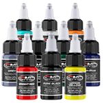 CNC 1/2oz Tattoo Ink Set 10 Colours Set 15ml Tattoo Inks Black Tattoo Supplies for Lining, Shading, Tribal and Blending TI6003-15-10