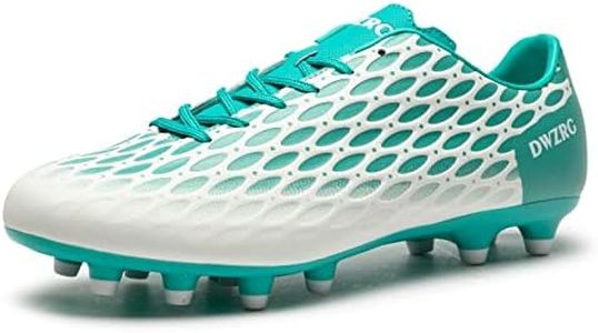 DWZRG Mens Lightweight Firm Ground Soccer Cleats Outdoor/Indoor Boys Professional Futsal Training Football Shoes, Cyan, 10
