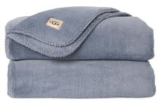 UGG Whitecap Plush Throw Blanket Fleece Lightweight Soft Cozy Throw for Couch or Bed Luxury Home Decor for Living Room Machine Washable Hypoallergenic Flannel Blankets, 50-inch x 70-inch, Denim Blue
