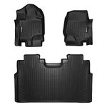 MAXFLOORMAT Floor Mats for Ford F-150 SuperCrew With Front Bucket Seats (2015-2017) Complete Set (Black)