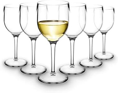 RBDRINKS Luxe Unbreakable Wine Glasses Set of 6 (20cl) Shatterproof Clear Plastic Glasses with Stem, Dishwasher-Safe, Elegant Outdoor Wine Glasses for BBQs, Poolside & Family Gatherings