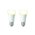 Philips Hue White LED Smart Light Bulb 2 pack [E27 Edison Screw] 60W equivalent, with Bluetooth, Works with Alexa, Google Assistant and Apple Homekit.