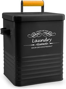 ELITAPRO Laundry Detergent Storage Container with Scoop & Lid- Modern Farmhouse Metal Laundry Powder Dispenser for Laundry Room Decor and Accessories - Laundry Room Organization & Storage (Black)