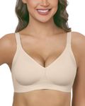 HORISUN Wireless Bra Bralette for Women 3D Support No Underwire Comfort Seamless Plunge Bra (Nude,2XL)